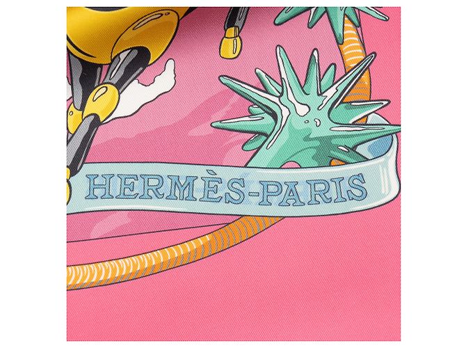 HERMÈS - Sciarpa 90 cm Doppia Faccia Les Mustangs Hermès in Seta Multicolore - vista 3