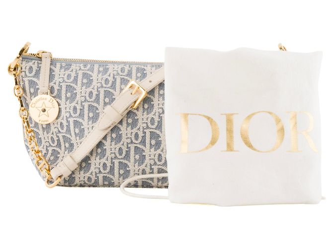 DIOR - Borsa a Spalla Hobo Diorstar in Tela Denim Blu Beige - vista 10