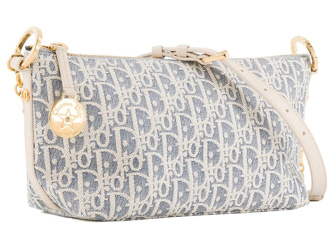 DIOR - Borsa a Spalla Hobo Diorstar in Tela Denim Blu Beige - vista 2
