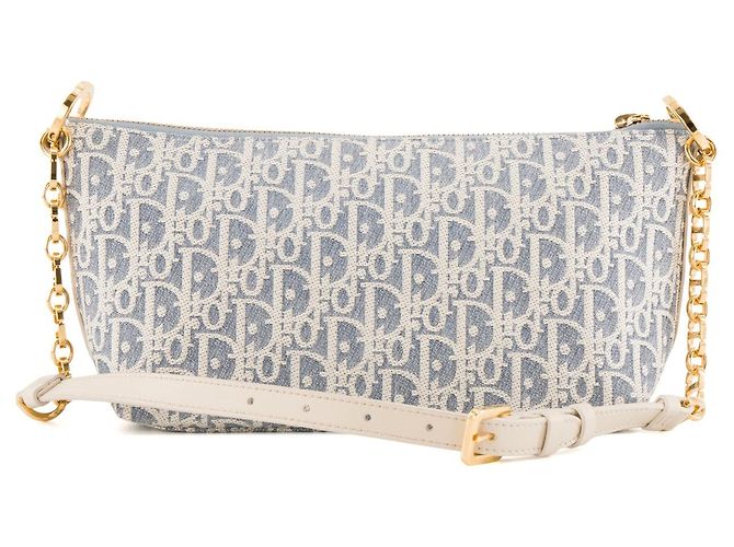 DIOR - Borsa a Spalla Hobo Diorstar in Tela Denim Blu Beige - vista 3