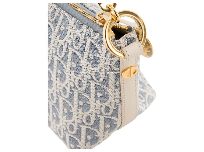 DIOR - Borsa a Spalla Hobo Diorstar in Tela Denim Blu Beige - vista 7