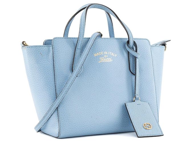 GUCCI - Borsa Swing mini Gucci in pelle martellata blu jeans - vista 2