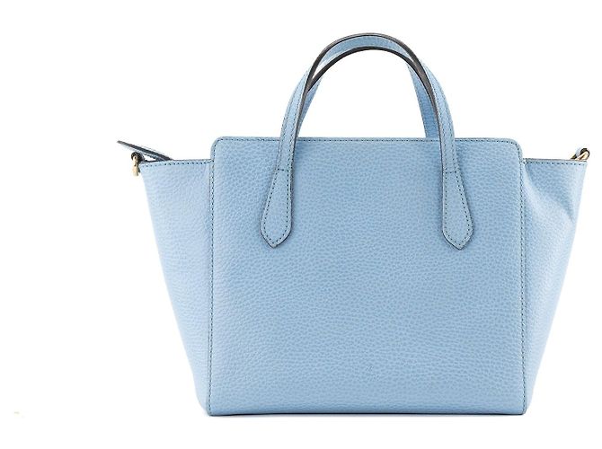 GUCCI - Borsa Swing mini Gucci in pelle martellata blu jeans - vista 3