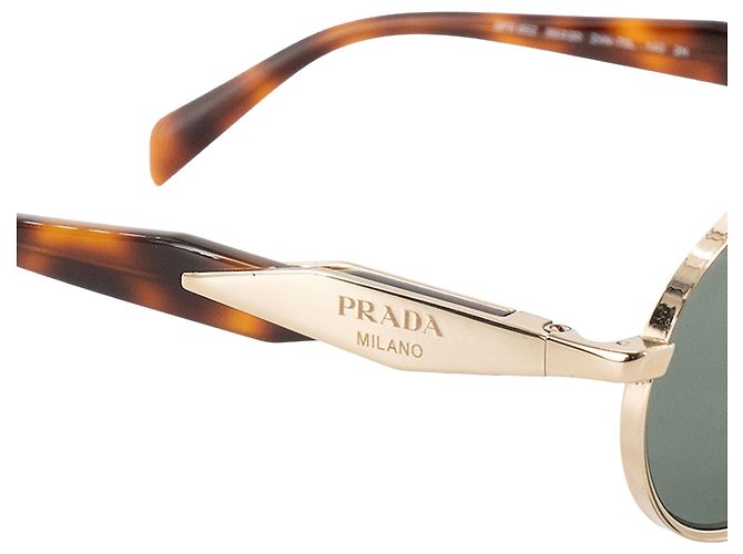 Etiquette PRADA - Occhiali da sole Prada in metallo dorato e acetato marrone D'oro - vista 3