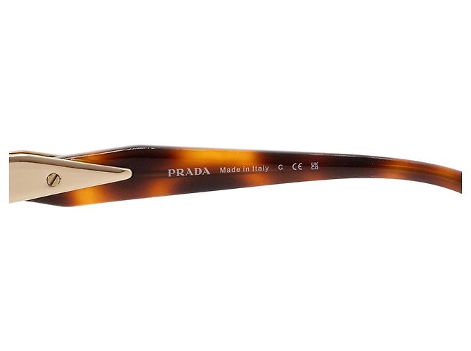 Etiquette PRADA - Occhiali da sole Prada in metallo dorato e acetato marrone D'oro - vista 4