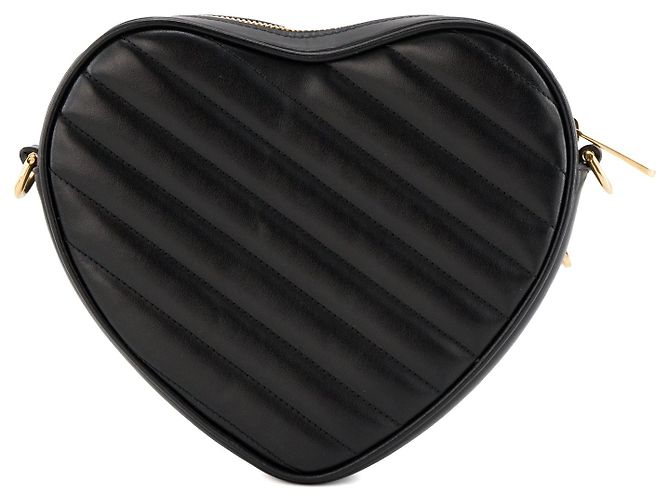 GUCCI - Borsa a tracolla GG Interlocking Heart Gucci in pelle nera liscia Nero - vista 3