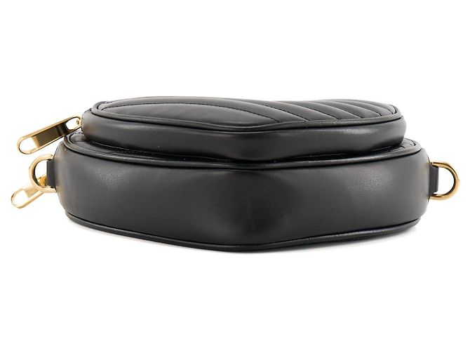 GUCCI - Borsa a tracolla GG Interlocking Heart Gucci in pelle nera liscia Nero - vista 4