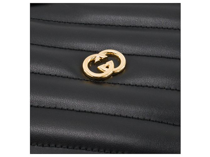 GUCCI - Borsa a tracolla GG Interlocking Heart Gucci in pelle nera liscia Nero - vista 5