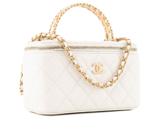 CHANEL - Borsa a Spalla Vanity Chanel in Pelle Caviar Bianca Bianco - vista 2