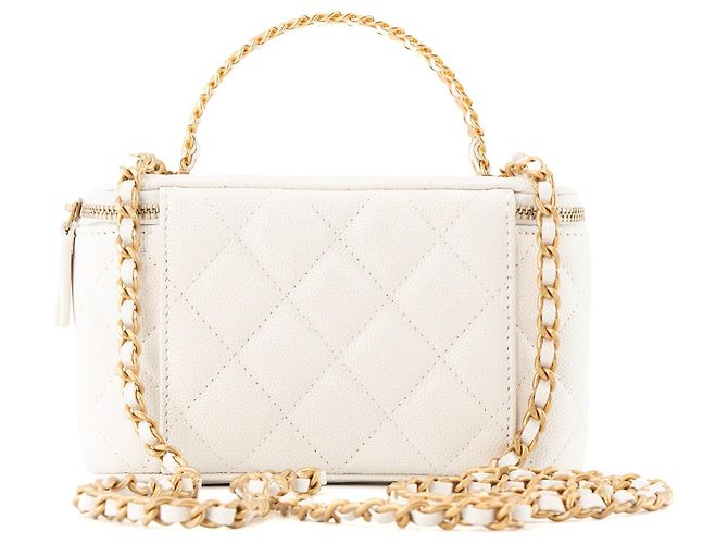 CHANEL - Borsa a Spalla Vanity Chanel in Pelle Caviar Bianca Bianco - vista 3