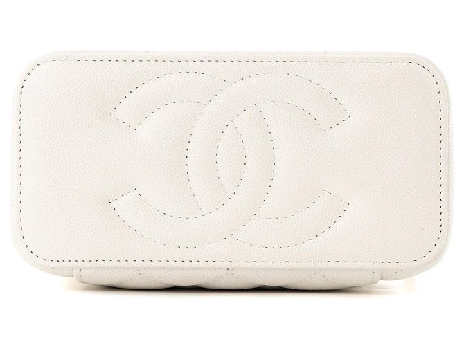 CHANEL - Borsa a Spalla Vanity Chanel in Pelle Caviar Bianca Bianco - vista 4