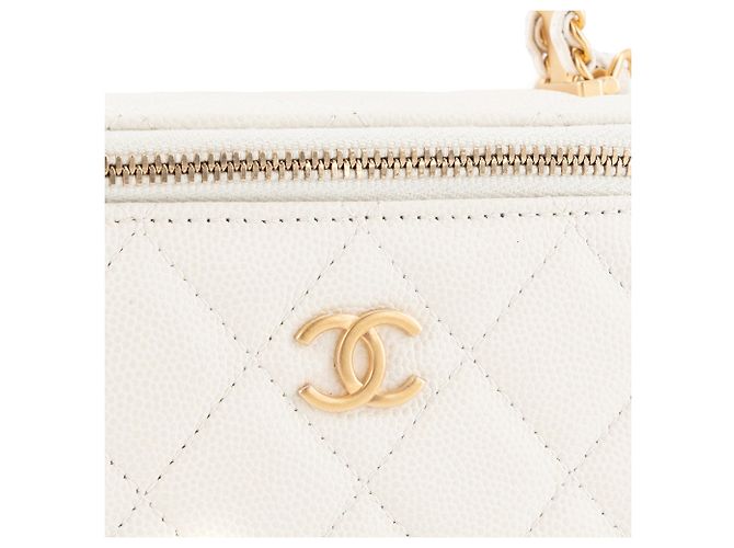 CHANEL - Borsa a Spalla Vanity Chanel in Pelle Caviar Bianca Bianco - vista 5