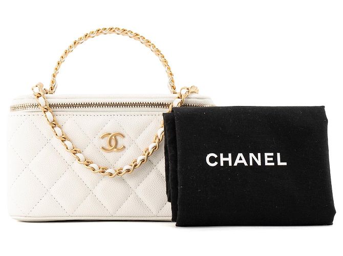 CHANEL - Borsa a Spalla Vanity Chanel in Pelle Caviar Bianca Bianco - vista 9