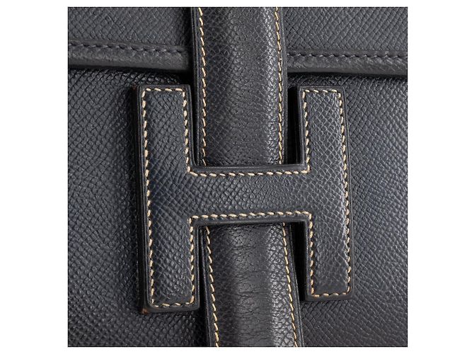 HERMÈS - Pochette Jige Hermès in pelle epsom blu navy vintage - vista 5