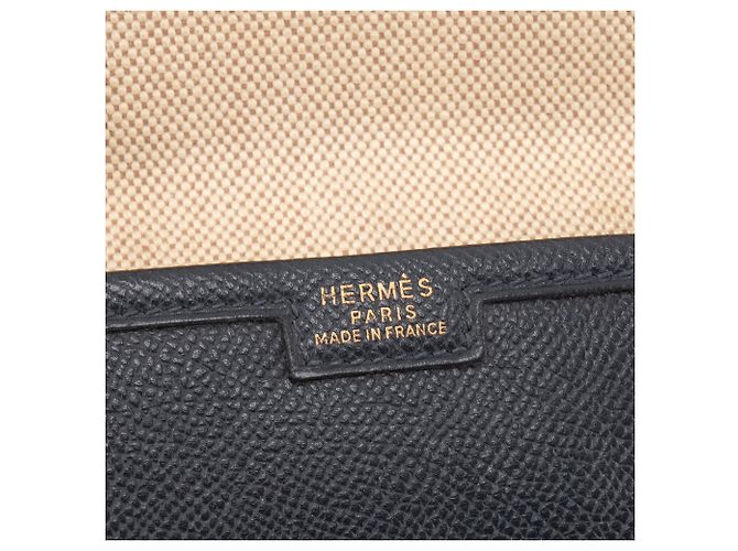HERMÈS - Pochette Jige Hermès in pelle epsom blu navy vintage - vista 7