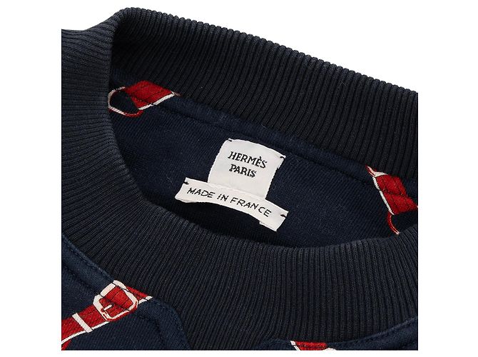 HERMÈS - Grand Tralala Sweatshirt aus roter und blauer Baumwolle (Größe 36) Marineblau - Ansicht 3