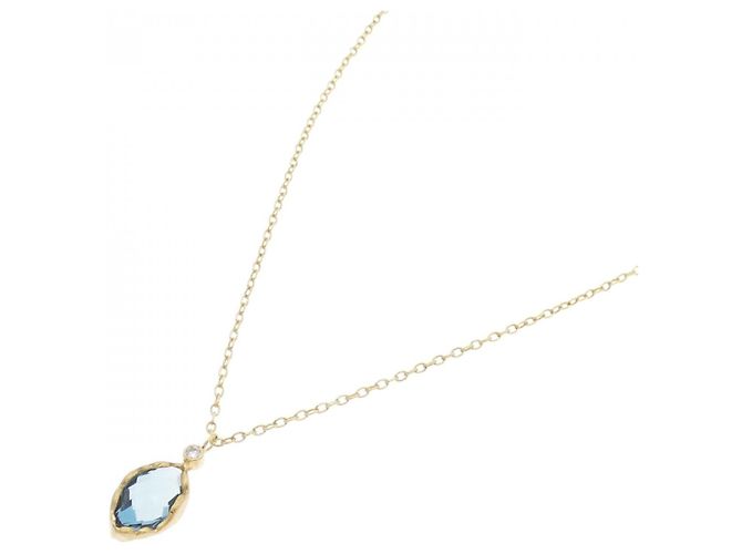 Autre Marque Collana in oro giallo Au750, topazio blu e diamanti D'oro - vista 2