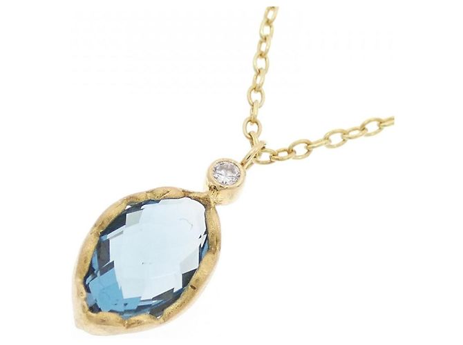 Autre Marque Collana in oro giallo Au750, topazio blu e diamanti D'oro - vista 3