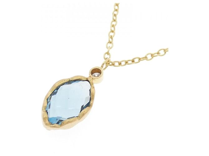 Autre Marque Collana in oro giallo Au750, topazio blu e diamanti D'oro - vista 4