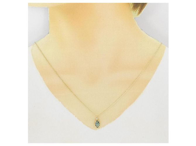 Autre Marque Collana in oro giallo Au750, topazio blu e diamanti D'oro - vista 6