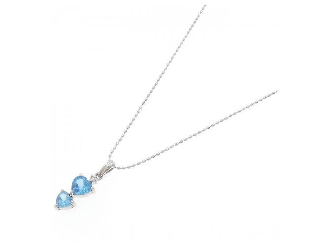 Autre Marque Collana in diamante con topazio blu K14WG Argento - vista 2
