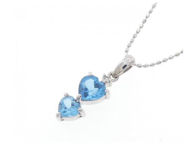 Autre Marque Collana in diamante con topazio blu K14WG Argento - vista 3