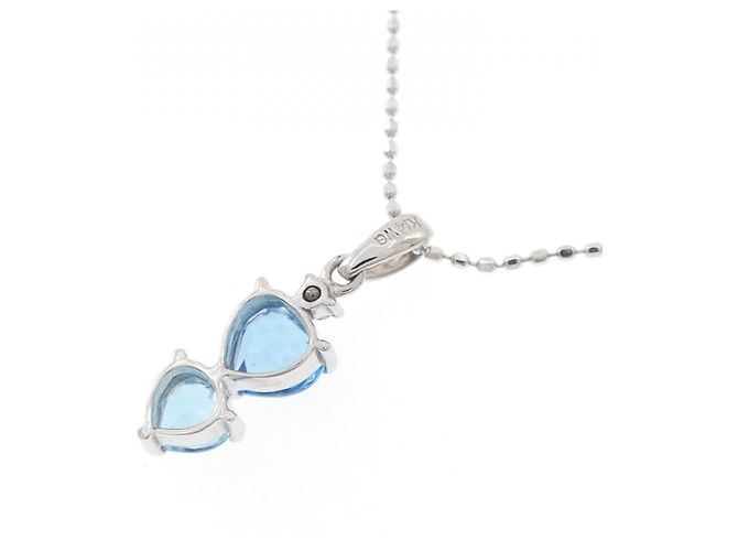 Autre Marque Collana in diamante con topazio blu K14WG Argento - vista 4