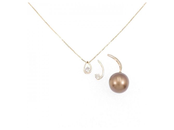 Autre Marque Collana 2 in 1 con perla nera e diamante Au750 Nero - vista 6