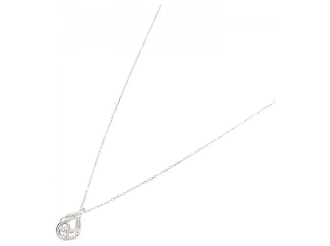 Autre Marque Platinblumen-Diamant-Halskette PT900 PT850 Silber - Ansicht 2