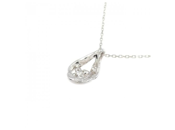 Autre Marque Platinblumen-Diamant-Halskette PT900 PT850 Silber - Ansicht 4