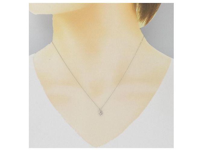 Autre Marque Platinblumen-Diamant-Halskette PT900 PT850 Silber - Ansicht 6