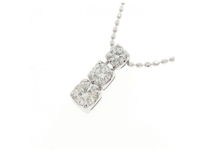 Autre Marque Collana con diamanti a tre pietre in oro bianco Au750 - vista 3