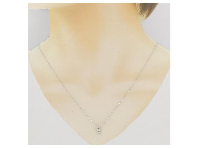 Autre Marque Collana con diamanti a tre pietre in oro bianco Au750 - vista 6