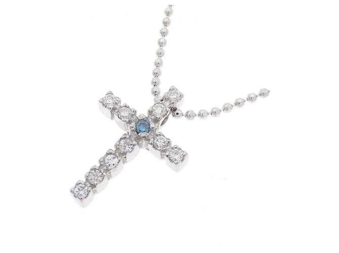Autre Marque Collana con croce di diamante in oro bianco Au750 Argento - vista 3