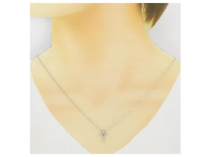 Autre Marque Collana con croce di diamante in oro bianco Au750 Argento - vista 6