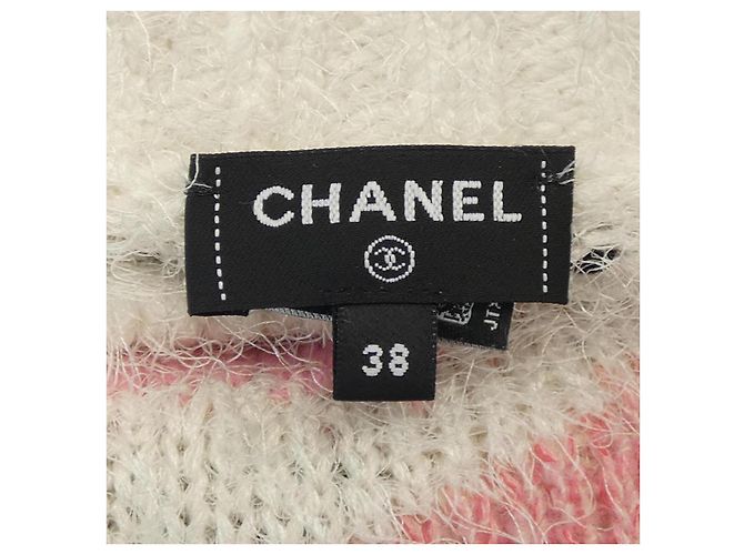 Top de cachemira de Chanel Negro Rosa Blanco - vista 5