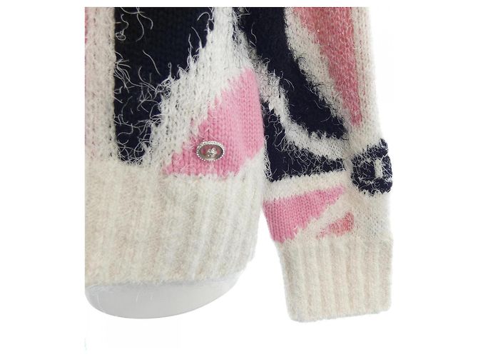 Top de cachemira de Chanel Negro Rosa Blanco - vista 7