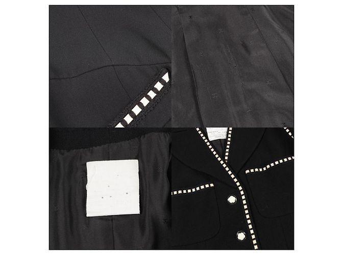 Timeless Chanel Camellia Knopf Wollseidenanzug Schwarz - view 10