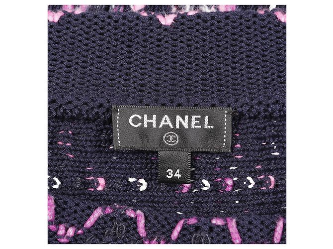 Timeless Gonna in cotone e nylon Chanel Coco Mark Blu Multicolore Blu navy - vista 3