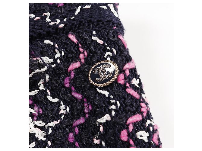 Timeless Gonna in cotone e nylon Chanel Coco Mark Blu Multicolore Blu navy - vista 9