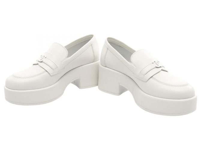 Timeless Chanel Leder-Loafer Weiß - Ansicht 3