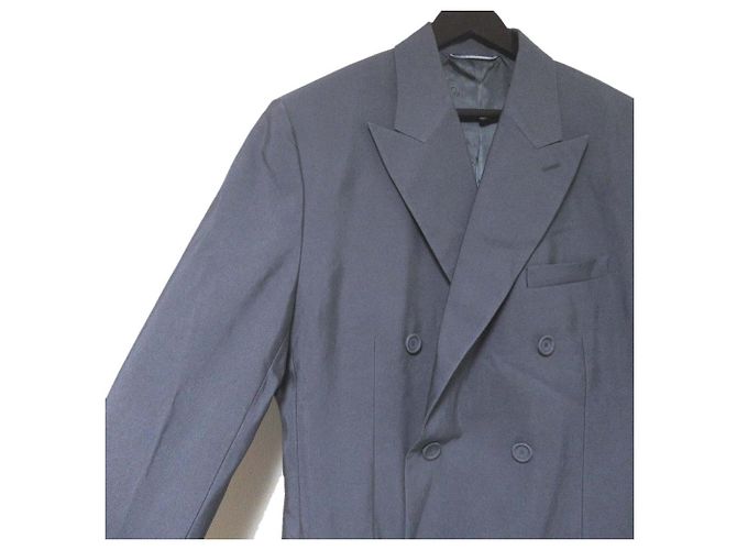 Abrigo largo cruzado de mezcla de seda Dior Homme Castaño - vista 3