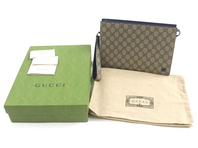 Clutch in tela GG Supreme di Gucci Beige - vista 2
