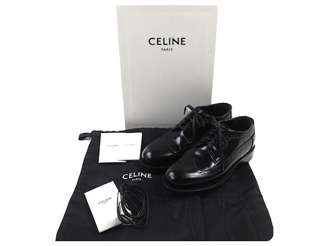 Céline Scarpe Derby in pelle Celine Nero - vista 2