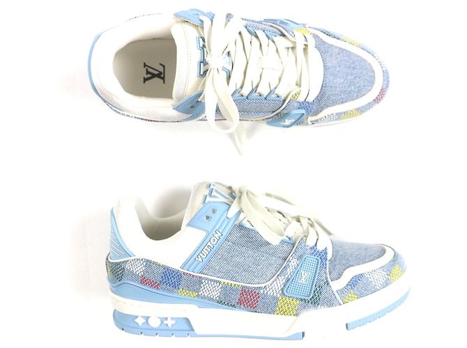 Sneakers basse Louis Vuitton Trainer Blu Blu chiaro - vista 6