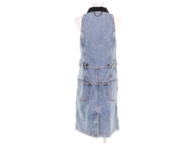 Vestido de algodón denim con acentos de terciopelo Louis Vuitton Azul - vista 3