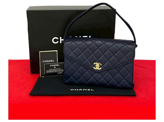 Chanel Handtasche aus gestepptem Lammleder Blau Marineblau - Ansicht 2
