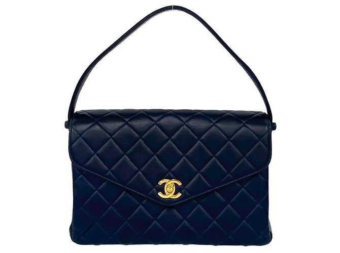 Chanel Handtasche aus gestepptem Lammleder Blau Marineblau - Ansicht 3