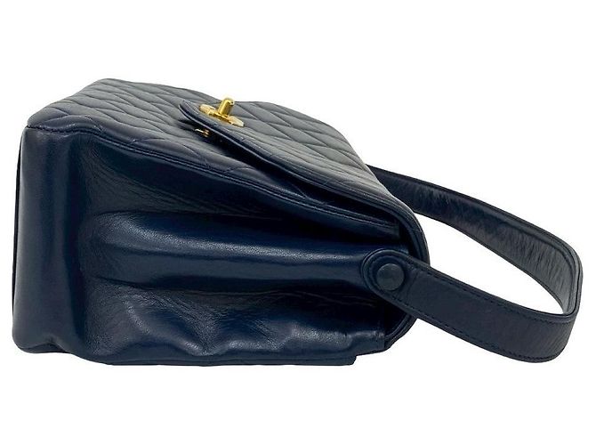 Chanel Handtasche aus gestepptem Lammleder Blau Marineblau - Ansicht 8
