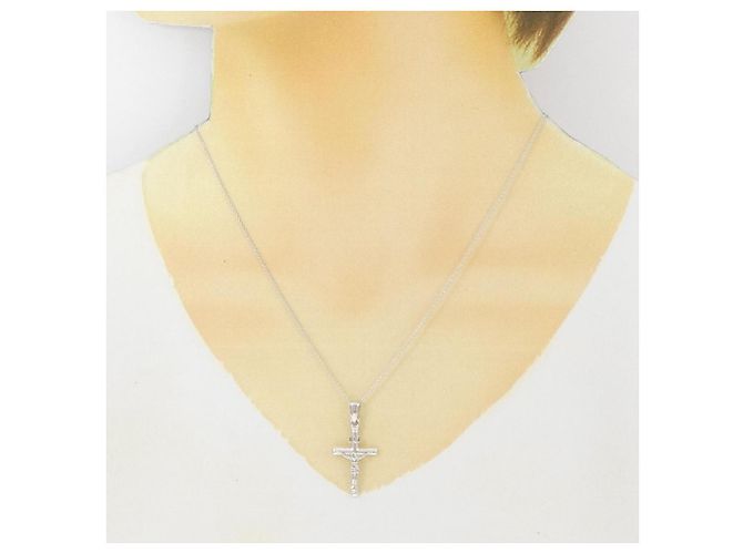 Autre Marque Collana con Croce Au750 Argento - vista 6